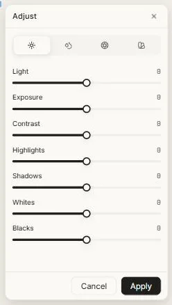 The adjust panel