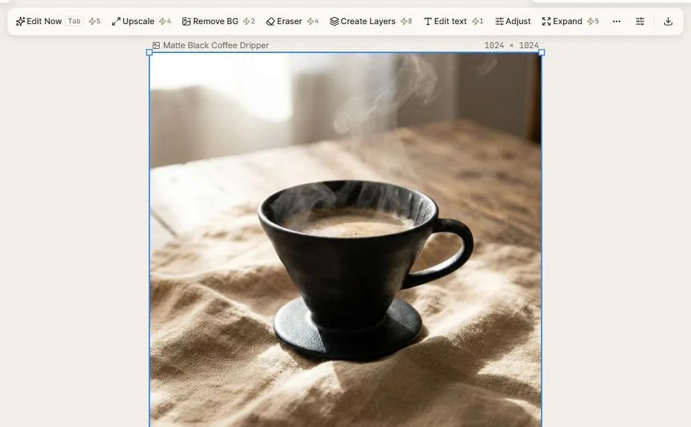 A finished image and its toolbar