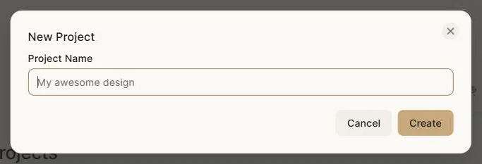The New Project dialog