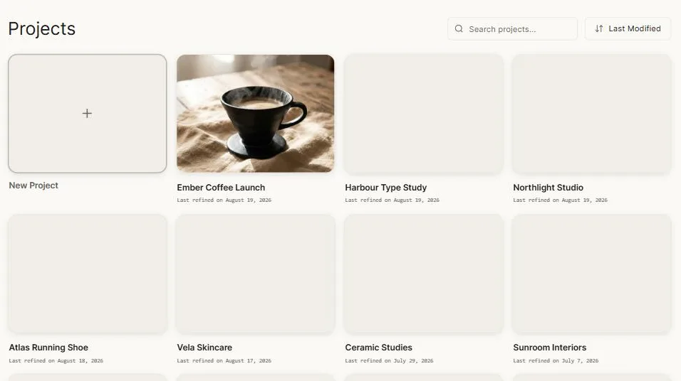 The projects grid